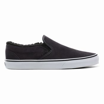 Férfi Vans Suede Sherpa Classic Slip-on Cipő VA7568109 Obszidián/Fekete